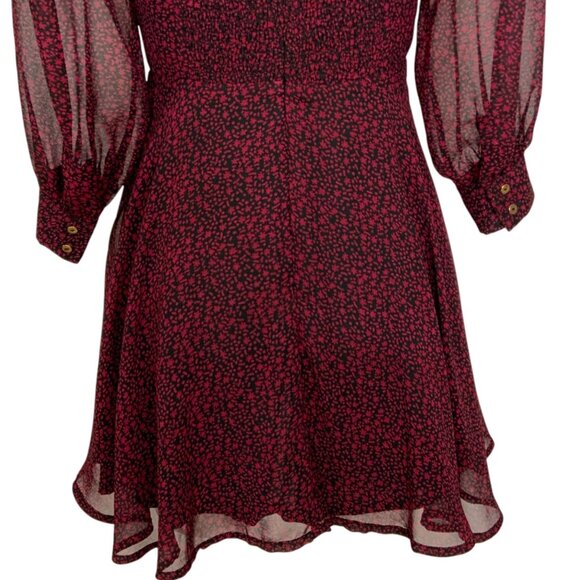 Revolve X Cleobella Genova Dress XS Red Floral Sheer Balloon Sleeve Mini Party - Picture 10 of 12